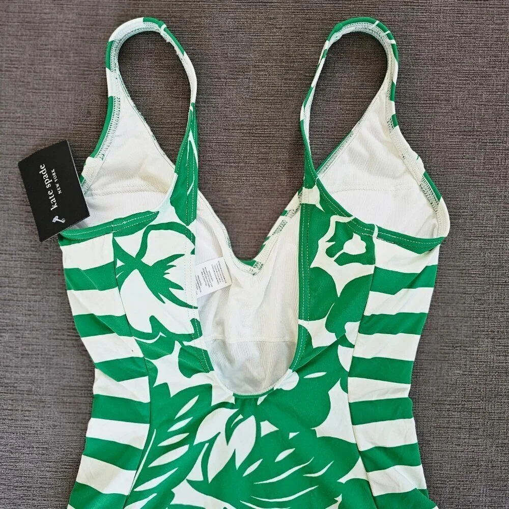 NWT Kate Spade New York Forest Glen Cabana Mix V-neck One-piece Swimsuit Size S